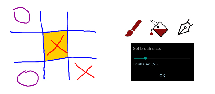 Draw with a brush or fill with color - you can doodle any way you want to. There are even blank sheets for you to doodle on!